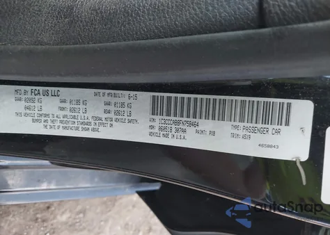 2015 Chrysler 200 Limited z USA, uszkodzony, nr VIN 1C3CCCAB8FN758464